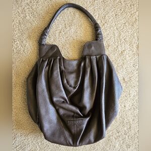Max & Cleo Brown Leather Bag Duffle Cinch Sak Purse Shoulder Hobo XL